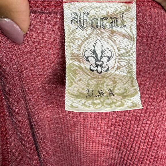 Vocal USA Grunge Studded Washed Red Ribbed Open Cardigan Size XL Y2K Boho Rocker - Picture 9 of 9